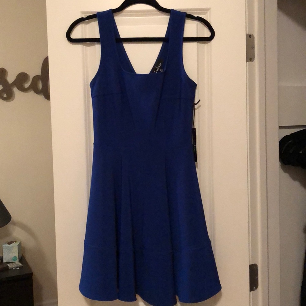 Royal Blue Pleated Skater Dress